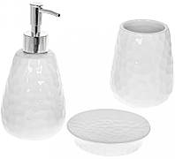 Набор аксессуаров Bright для ванной комнаты 3 предмета "Белый Камень" глянцевая керамика BKA