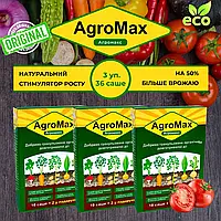 Комплект 3 уп. /36 саше, Биоудобрение универсальное Агромакс (Agromax) для повышения урожайности огорода и др.