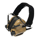 Активні тактичні навушники EARMOR M31 койот з шумоподавленням для стрільби, фото 7