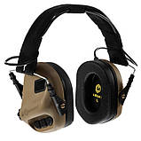 Активні тактичні навушники EARMOR M31 койот з шумоподавленням для стрільби, фото 2