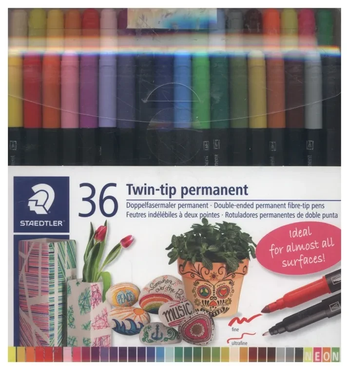 Водостійкі двосторонні фломастери Staedtler, Twin-tip, 36 кольорів