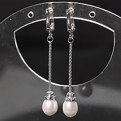Перли срібні сережки Ø8*10 мм., 1956СЖ