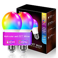 Уцінка Світлодіодна RGB лампочка Smart bulb light 2pcs with Bluetooth E27 with app BKA