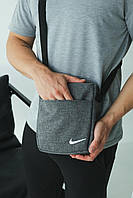 Барсетка светло-серый меланж Nike (белое лого) BKA