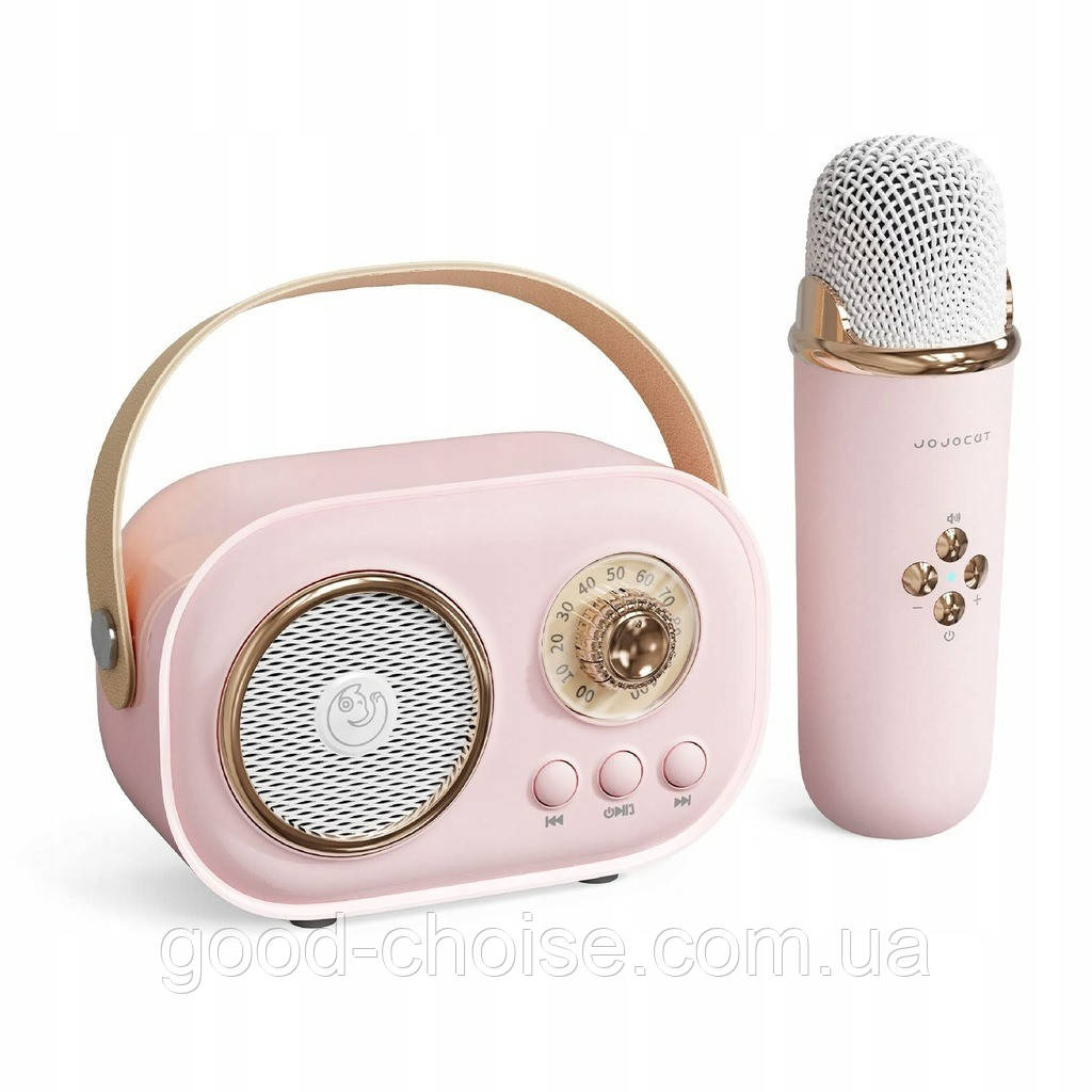Колонка портативна з мікрофоном та блютуз на акуммуляторі, Рожева / Блютуз колонка з мікрофоном, фото 1