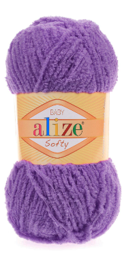 Нитки та пряжа для в'язання велюрова плюшева SOFTY Софті від ALIZE Алізе № 44 - рожево-бузковий