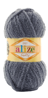 Нитки та пряжа для в'язання велюрова плюшева SOFTY Софті від ALIZE Алізе № 87 - сірий