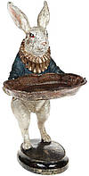 Декоративная статуэтка "Кролик с подносом" 13х14х27см, в синем BKA