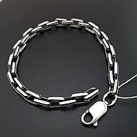 Срібний браслет чоловічий якірне плетіння прорізний з чорнінням. Довжина 22 см
