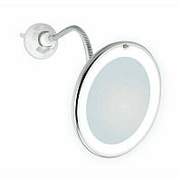 LED дзеркало для макіяжу 10x зі світлодіодним підсвічуванням на присосці з гнучкою шиєю