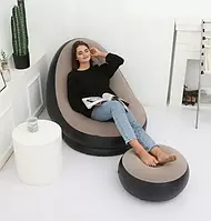 Надувное садовое кресло с пуфиком Air Sofa Comfort zd-33223, велюр, 76*130 см