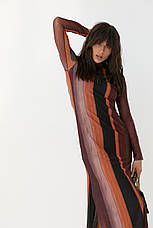 Плаття із сітки прямого фасону з розпірками — коричневий колір, M (є розміри), фото 3