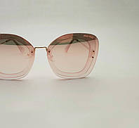 Солнцезащитные очки женские Miu Miu (Миу Миу) брендовые, стильные безободковые зеркальные очки бабочки