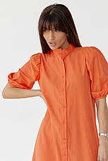 Довге плаття на ґудзиках з воланом низом — жовтогарячий колір, M (є розміри), фото 3