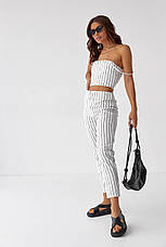 Комплект з укороченого топа та штанів Nice Style — білий колір, L (є розміри), фото 3