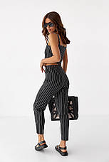Комплект з укороченого топа та штанів Nice Style — чорний колір, M (є розміри), фото 2