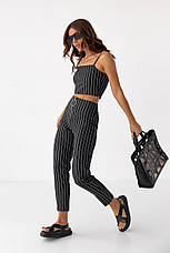 Комплект з укороченого топа та штанів Nice Style — чорний колір, M (є розміри), фото 3