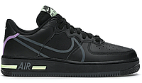 Мужские кроссовки Nike Air Force 1 React Black Violet Star Barely Volt