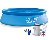 Бассейн Intex 28108 Easy Set 244х61 см круглый с надувным бортом кольцом с фильтром объем 1942 литра