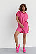 Жіночий літній костюм шорти та сорочка No.77 fashion — рожевий колір, S (є розміри), фото 2