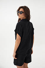 Жіночий літній костюм шорти та сорочка No.77 fashion — чорний колір, S (є розміри), фото 2