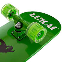 Скейтборд в зборі (роликова дошка) з світяться колесами LUKAI SK-1245-2 (колесо-PU, р-р деки см, зелений), фото 3