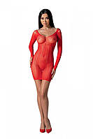 Полупрозрачное мини-платье Passion BS101 One Size, red, рукава-митенки BKA