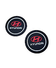 Килимки в підстаканник антиковзаючі з логотипом Hyundai 7 см 2 шт