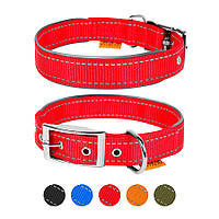 Ошейник "Dog Extreme" нейлоновый двойной со светоотражающей вставкой (ширина 20мм, длина 30-40см) красный