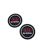 Килимки в підстаканник антиковзаючі з логотипом Kia 7 см 2 шт