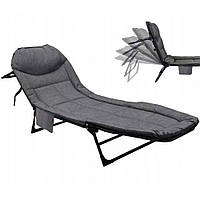 Раскладное кресло шезлонг кровать Bonro 190 см Садовый лежак пляжный шезлонг темно серый