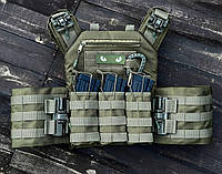 Плитоноска с системой быстрого сброса и боковые карманы под баллистические пакеты, олива BKA