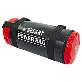 Мішок для кроссфита і фітнесу Zelart FI-5050A-20 Power Bag (PVC, нейлон, вага 20 кг, чорний-червоний)