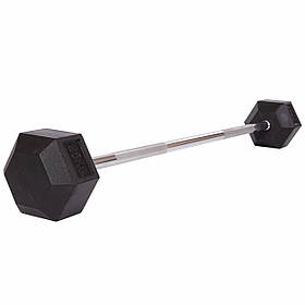 Штанга фіксована пряма обгумована Rubber Hexagon Barbell 25кг Record TA-6230-25 (гриф l-95см)