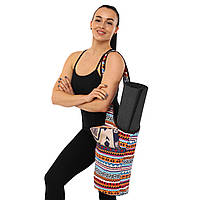 Сумка для фитнеса и йоги через плечо KINDFOLK Yoga bag Zelart FI-8364-1 оранжевый-голубой