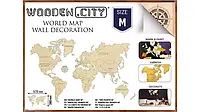 Дерев'яне місто, карта світу, дерев'яна, розмір M, 3D пазл