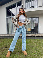Широкие весенние женские джинсы трубы с высокой талией, базовые свободные джинсы цвета в ассортименте M, Голубой