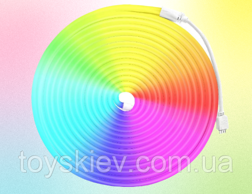 Стрічка силіконова LED NEON RGB Різні кольори 5м 12V-220V, 8491, фото 1