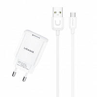 СЗУ USAMS T21 Charger kit - T18 single USB + Uturn MicroUSB cable BKA