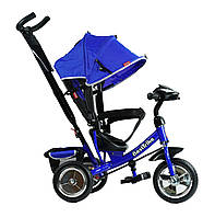 Велосипед трехколесный от 1,5 года с родительской ручкой и интерактивной панелью Best Trike Светло-синий