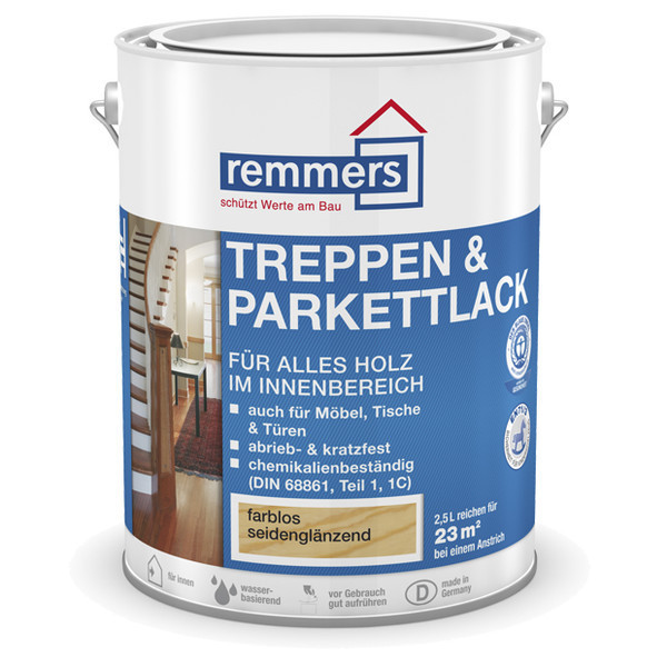 Лак паркетний на водній основі Remmers Treppen- & Parkettlack (Реммерс)