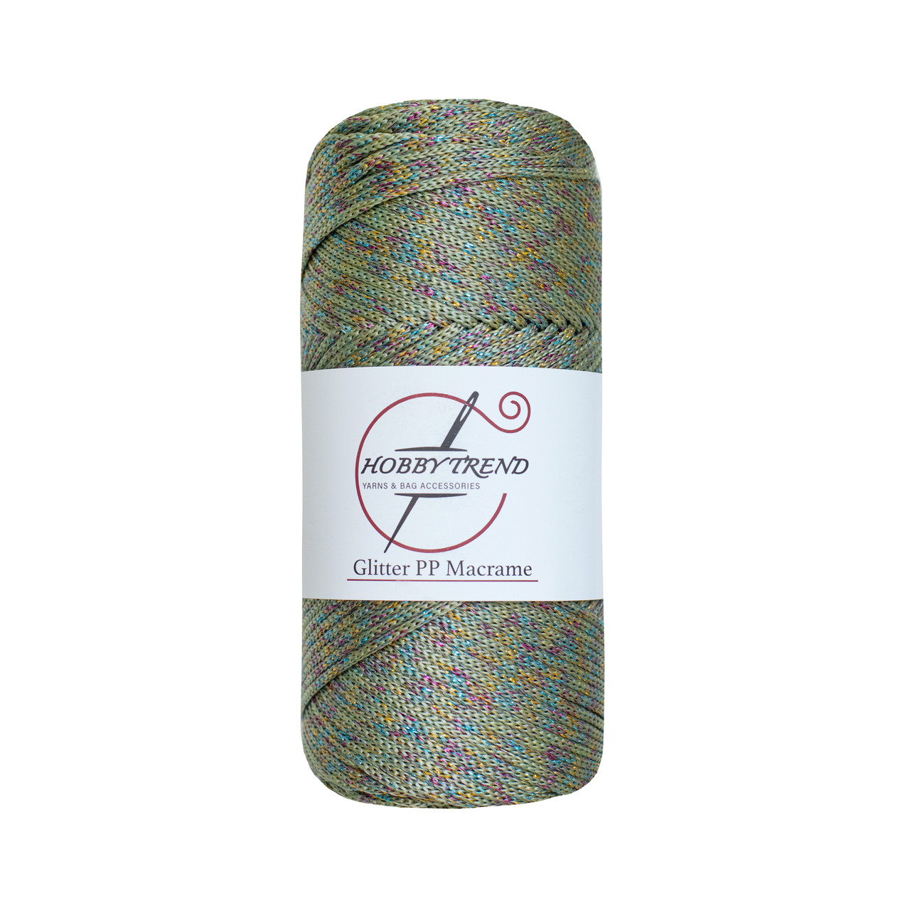 Шнур поліпропіленовий Макраме Hobby Trend Glitter. Травяной різнобарвний 200-230г, 185м, 2-3 мм