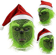 Латексная маска Гринча для новогоднего костюма Гринча BKA