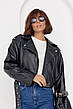 Жіноча куртка-косуха зі шкірозамінника — чорний колір, L (є розміри), фото 4