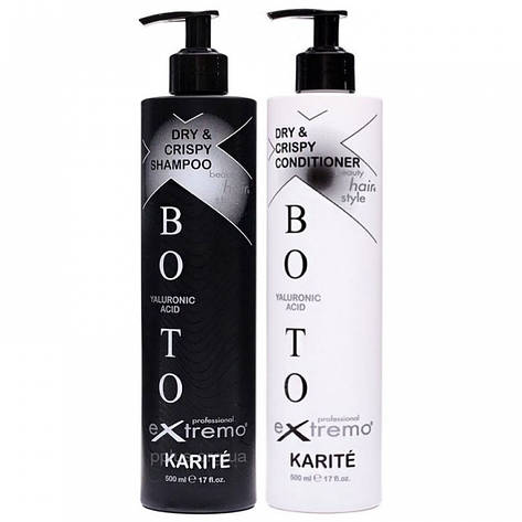 Набір Extremo Botox Dry&Crispy Karite шампунь і кондиціонер для сухого та кучерявого волосся з маслом каріте 500+500 мл (67009) 200+200 г (розлив), фото 1