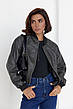 Жіноча куртка-бомбер у вінтажному стилі — чорний колір, L (є розміри), фото 4
