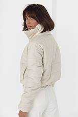 Жіноча куртка демісезонна на блискавці — молочний колір, 42р (є розміри), фото 2