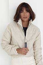 Жіноча куртка демісезонна на блискавці — молочний колір, 42р (є розміри), фото 3