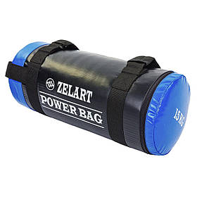 Мішок для кроссфита і фітнесу Zelart FI-5050A-15 Power Bag (PVC, нейлон, вага 15кг, чорний-синій)