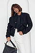 Жіноча куртка з букле на кнопках — чорний колір, L (є розміри), фото 2